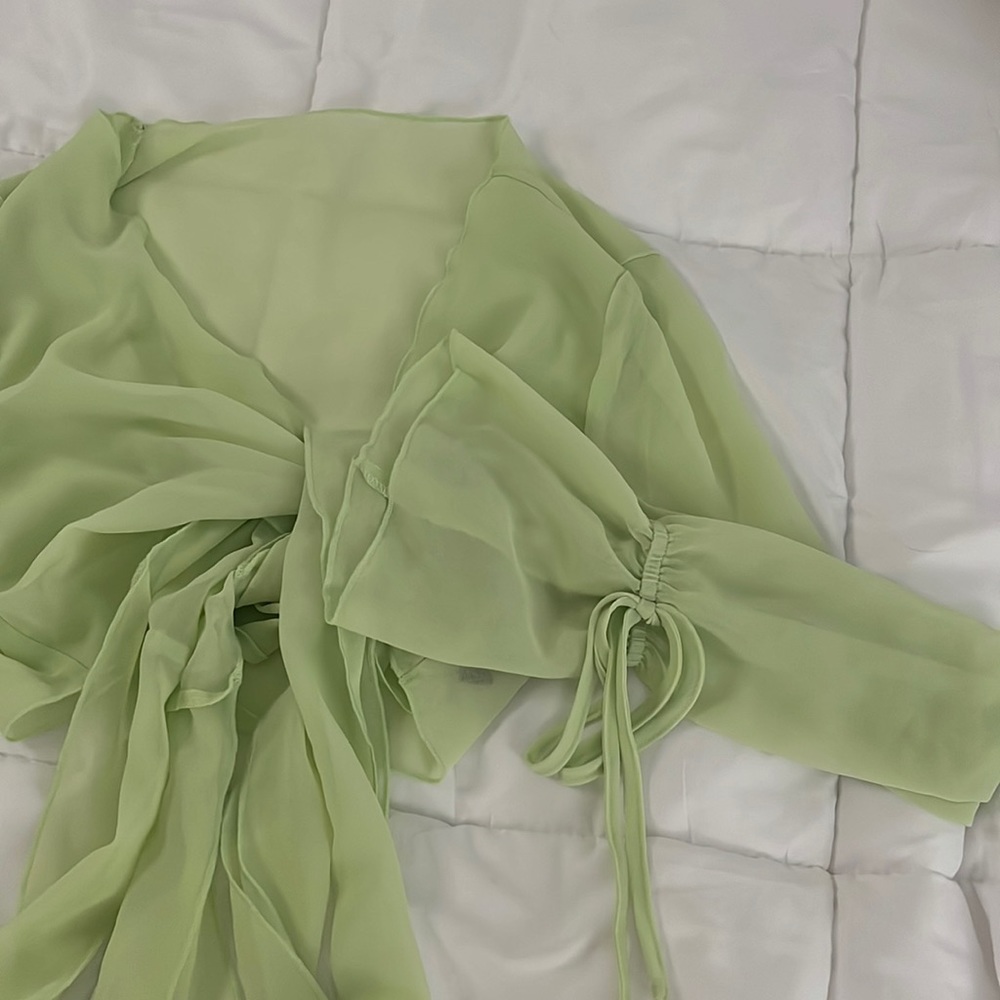 Cider Green Medium Double bow flow cardigan